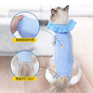 LKJYBG Cat Recovery Clothes Soft Breathable Anti-Licking Bodysuit with Adjustable Buckle E-Collar Substitute Avocado Green M