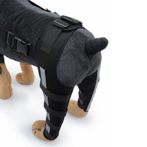 LKJYBG Pet Dog Knee Brace Adjustable Size Reflective Design Elastic Shoulder Strap Hind Legs Protective Cover HJ40 Hind Legs Black S