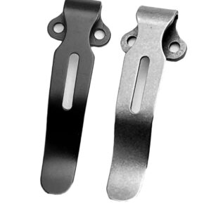 2Pcs Silver,Black Deep Carry Pocket Clip Stainless Steel Folding Knife Back Clips for Knife 515 535 Series Practical Waist 2 Hole Support Stand Grip DIY Outdoor Accessories Tool,Knives,Parts and