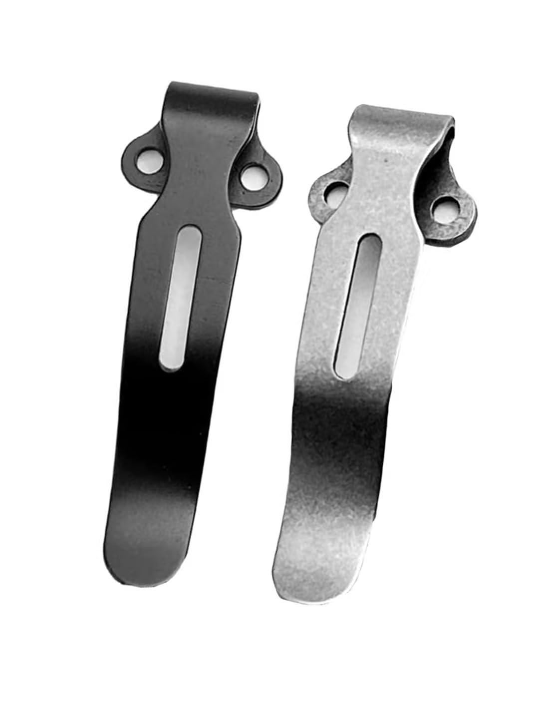 2Pcs Silver,Black Deep Carry Pocket Clip Stainless Steel Folding Knife Back Clips for Knife 515 535 Series Practical Waist 2 Hole Support Stand Grip DIY Outdoor Accessories Tool,Knives,Parts and