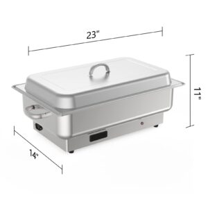 Electric Chafing Dish Buffet Set, 9QT Buffet Servers and Warmers Stainless Steel, Commercial Food Warmer with 1 Full-Size Pan & 2 Half-Size Pan, Temperature Control Display for Parties, Catering