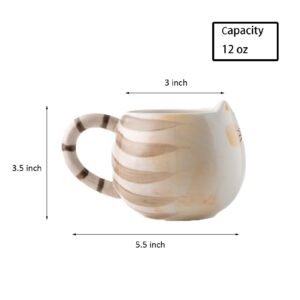 Meetbees Cute Cat Coffee Mug with Ears, 12 Oz Ceramic Cat Tea Cup for Women and Men, Cat Themed Choice for Cat Lovers