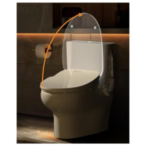 dc01 icleaningo bidet auto open and close,bidet attachment for toilet warm water,heated bidet toilet seat elongated,bidet seat dryer,vortex sprayer, auto nightlight,white,elongated,3 year warranty