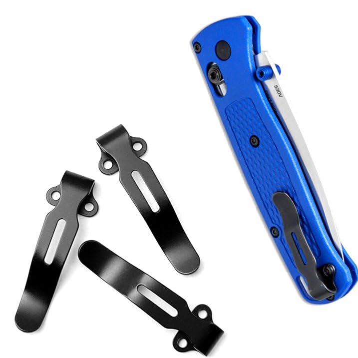 2Pcs Silver,Black Deep Carry Pocket Clip Stainless Steel Folding Knife Back Clips for Knife 515 535 Series Practical Waist 2 Hole Support Stand Grip DIY Outdoor Accessories Tool,Knives,Parts and