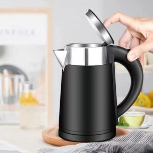 Wdcme Small Portable Electric Tea Kettle, 0.8L Travel Electric Coffee Kettle, Mini Hot Water Boiler Stainless Steel (Black)