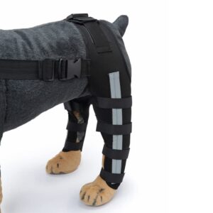 LKJYBG Pet Dog Knee Brace Adjustable Size Reflective Design Elastic Shoulder Strap Hind Legs Protective Cover HJ40 Hind Legs Black S