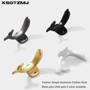 XSGTZMJ 4 Pcs Decorative Hooks Dolphin Styling,Dolphin Coat Hook for Hanging Keys, Bags, Bath Towels, Dolphin hook with Fixing Accessories (Gray)