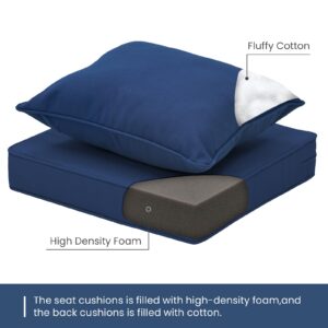 Strickland Home Outdoor Seat Cushion Set 19 x 19 Inch Fade Resistant Patio Furniture Cushions with Pillow Deep Seat & Back Cushion Set with Removable Cover for Chair Sofa Couch,Navy Blue