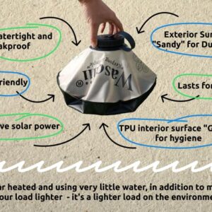 Waschii Portable Travel Laundry Bag - Solar Heated, Eco-Friendly, Compact and Durable Laundry Solution for Camping, Hiking, and Travel