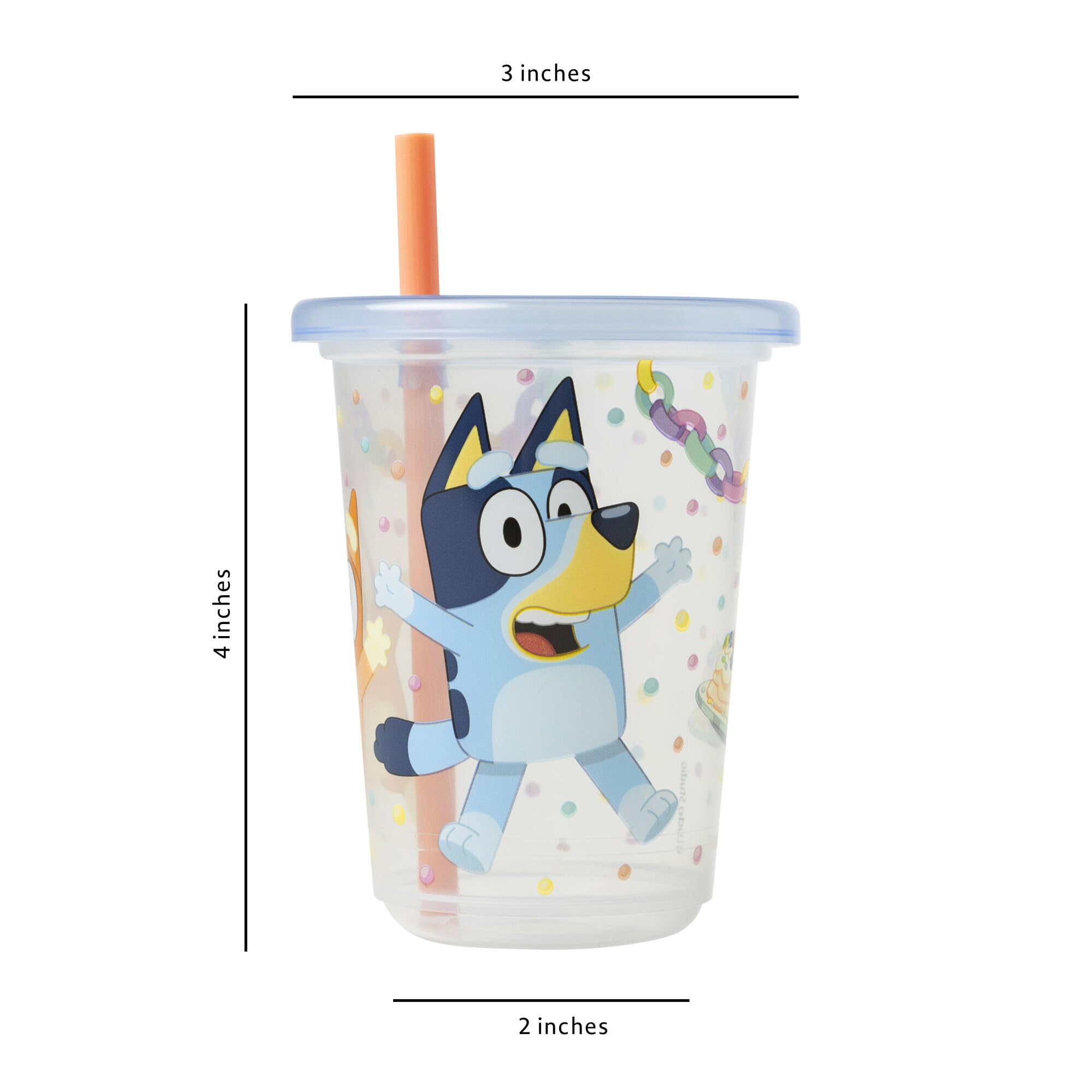 The First Years Bluey Take & Toss Toddler Straw Cups - Spill Proof Toddler Sippy Cups with Snap On Lids and Straws - Bluey Gifts and Bluey Party Supplies - 10 Oz - 10 Count