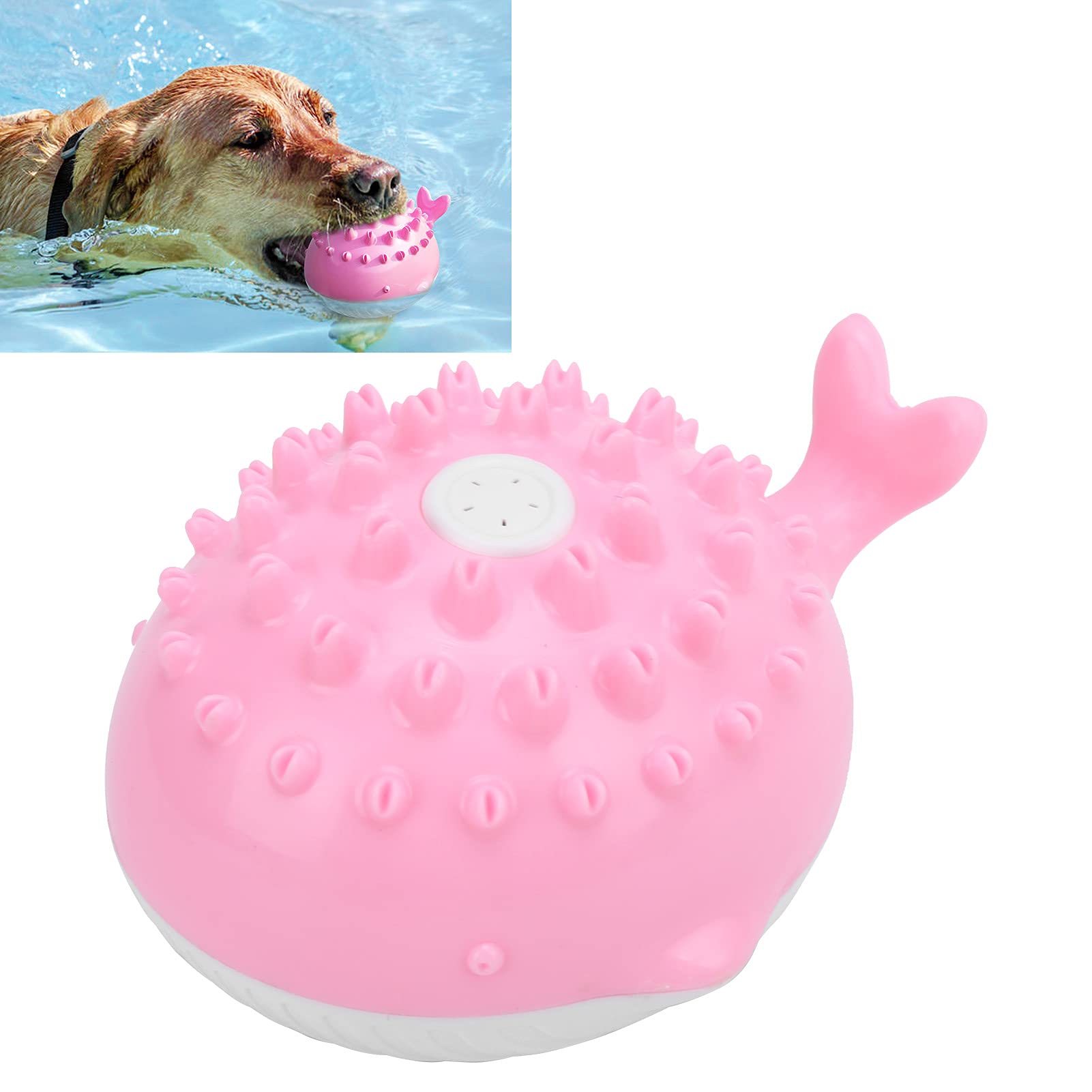 JOROBURO Dog Chew Toy, Interactive Durable Chew Molar Teeth Cleaning Swimming Floating Dog Toy, Water Spray Pet Toy Interactive Dog Toy Puppy Pool Toys for Dogs (Pink)