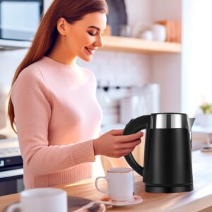 Wdcme Small Portable Electric Tea Kettle, 0.8L Travel Electric Coffee Kettle, Mini Hot Water Boiler Stainless Steel (Black)