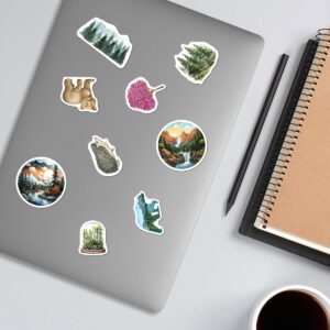 Pack 50 pcs Nature Forest Stickers for Water Bottles Waterproof Laptop Luggage Computer journaling Scrapbooking Teens Adults Women Funny Aesthetic Sticker Packs Small Vinyl Decals