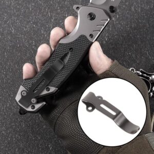 2Pcs Silver,Black Deep Carry Pocket Clip Stainless Steel Folding Knife Back Clips for Knife 515 535 Series Practical Waist 2 Hole Support Stand Grip DIY Outdoor Accessories Tool,Knives,Parts and