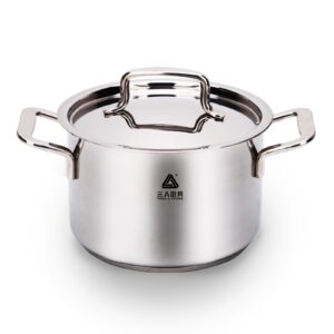 stainless steel stockpot 8-quart,classic deep cooking pot canning cookware with stainless steel lid,3-ply cooking stock pot,oven and dishwasher safe, compatible with induction, ceramic, gas stove