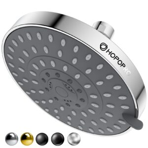 hopopro 5-mode high pressure shower head - high flow fixed showerheads bathroom rain showerhead (6 inch chrome)