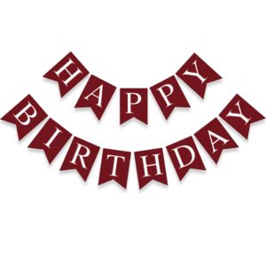 burgundy maroon red happy birthday décor banners sign decorations for adults women men teen boys girls kids birthday party garland backdrop supplies