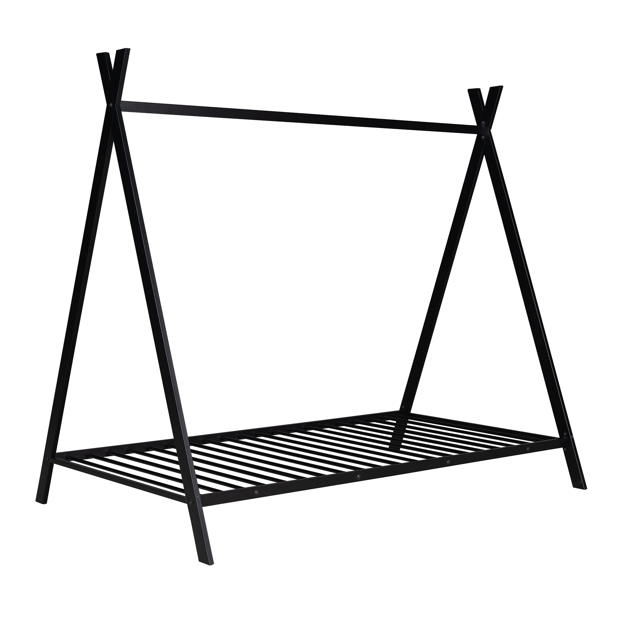 Bellemave Twin Size Floor Bed Frame for Kids, Metal Montessori Floor Bed, Twin House Bed for Kids Girls Boys, Twin Tent beds, Black