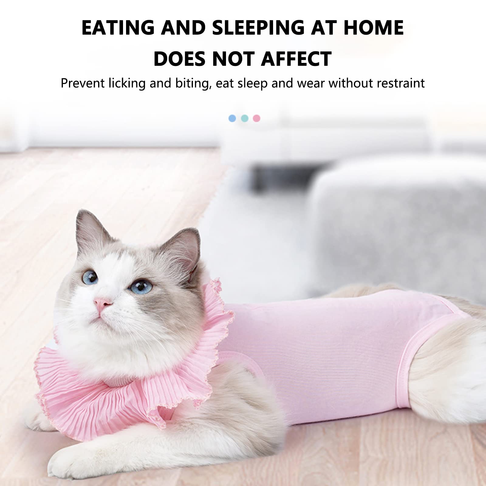 LKJYBG Cat Recovery Clothes Soft Breathable Anti-Licking Bodysuit with Adjustable Buckle E-Collar Substitute Avocado Green M