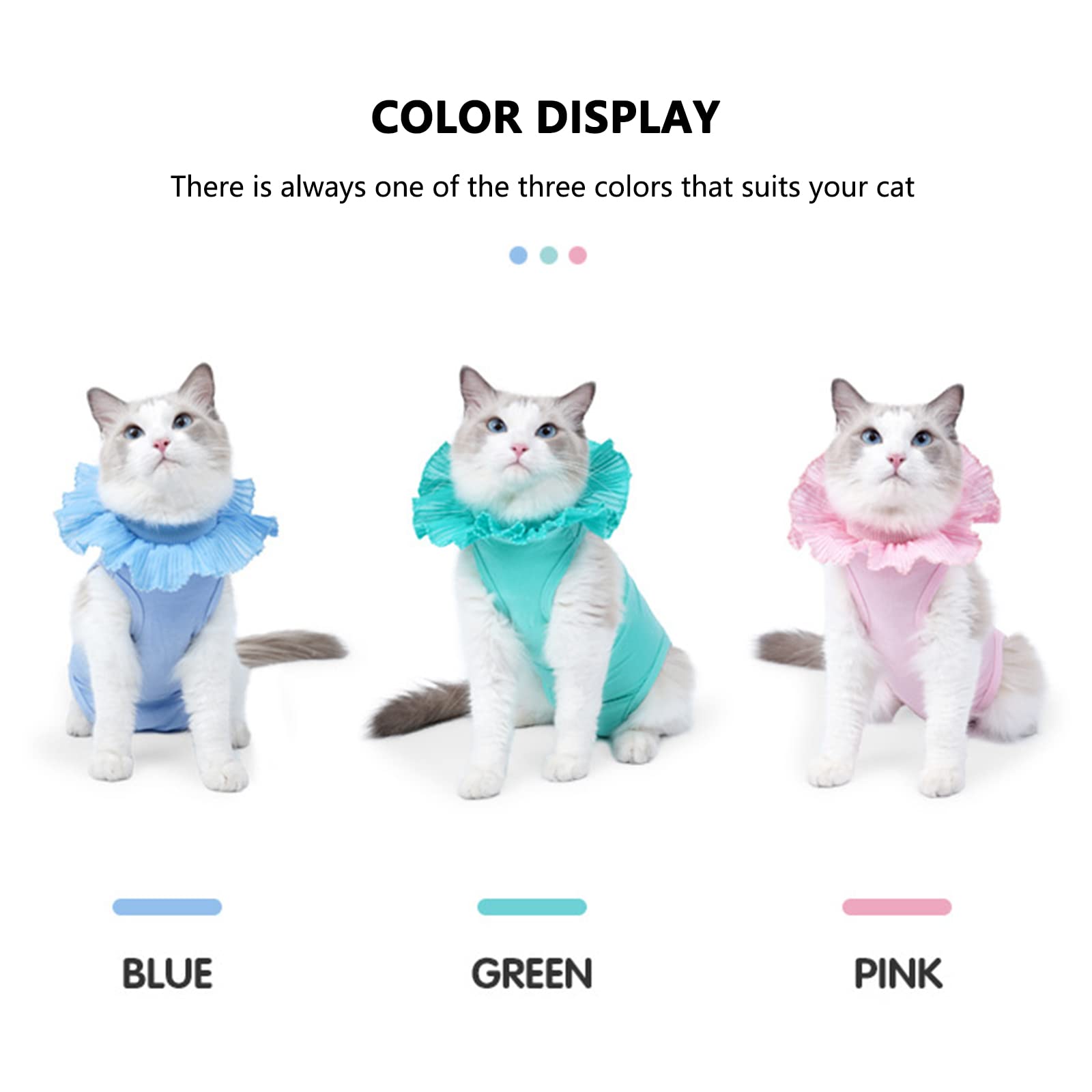 LKJYBG Cat Recovery Clothes Soft Breathable Anti-Licking Bodysuit with Adjustable Buckle E-Collar Substitute Avocado Green M