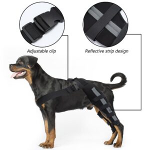 LKJYBG Pet Dog Knee Brace Adjustable Size Reflective Design Elastic Shoulder Strap Hind Legs Protective Cover HJ40 Hind Legs Black S