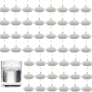 50 pieces 1.5 inch valentine's day floating candles, unscented floating candles for centerpieces dripless wax discs for wedding, valentine's party, pool party, spa & bathtub(white)