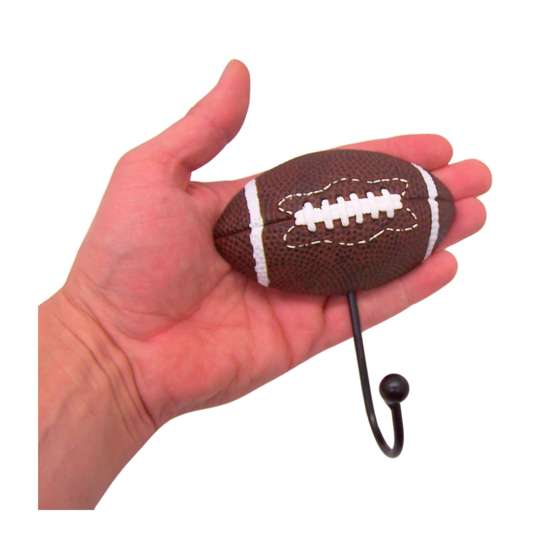 Wowser Football Wall Hooks, Set of 3, Sporty Interior Design, Wall Mounted Decor, 5.25 Inches