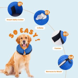 JOYFAST Inflatable Dog Cone for Large Dog Designed for Comfortable Post-Surgical Recovery Ultra-Soft Comfort Unblocked View No Disruption to Dog's Daily Life