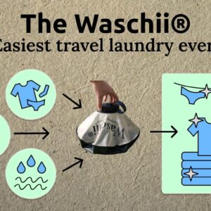 Waschii Portable Travel Laundry Bag - Solar Heated, Eco-Friendly, Compact and Durable Laundry Solution for Camping, Hiking, and Travel