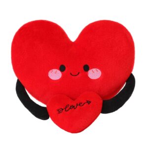 finebee red heart plush toy cute heart stuffed animal soft pillow plushies kawaii heart shape plushie valentine's day gifts birthday for kids lover decor 8 inch