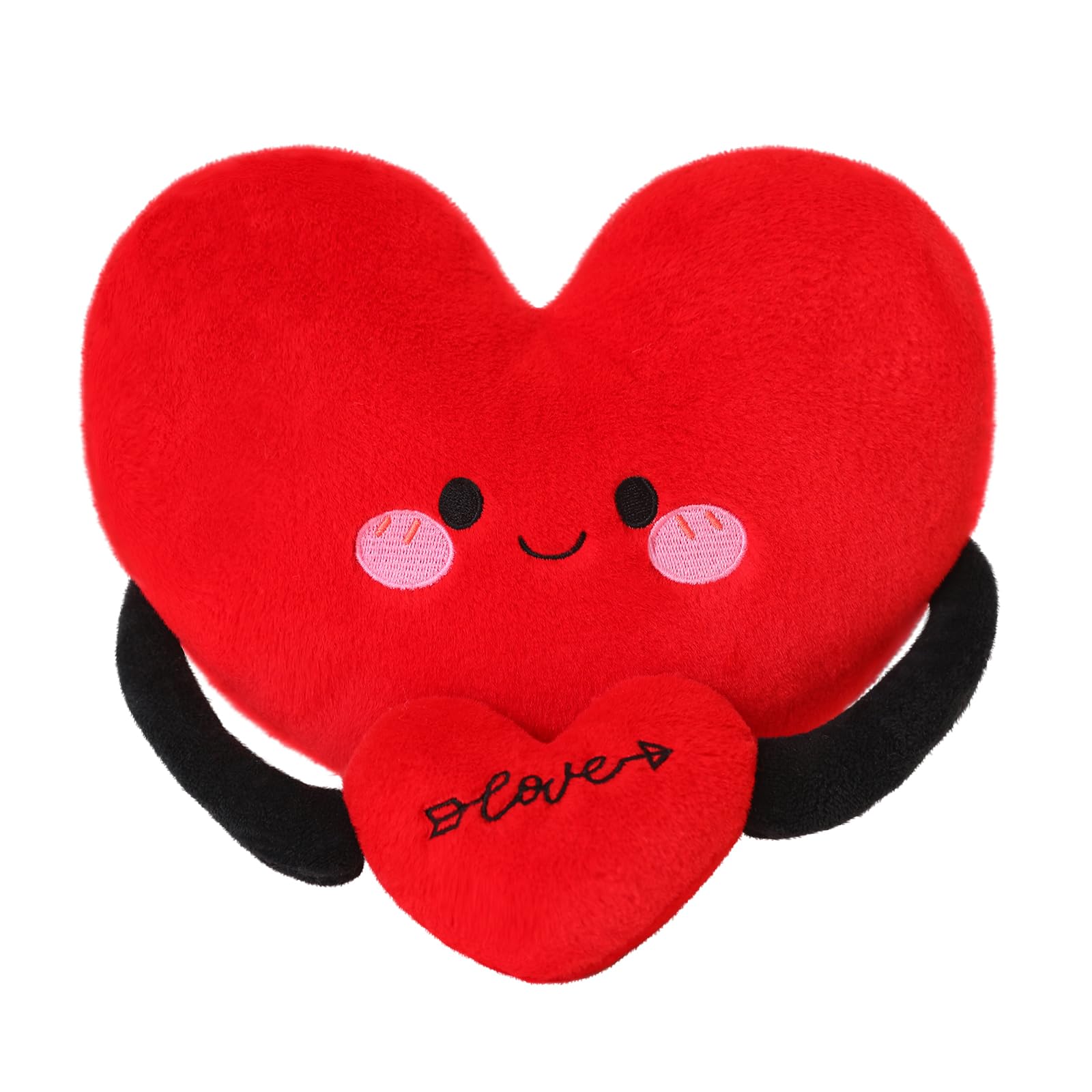 Finebee Red Heart Plush Toy Cute Heart Stuffed Animal Soft Pillow Plushies Kawaii Heart Shape Plushie Valentine's Day Gifts Birthday for Kids Lover Decor 8 inch