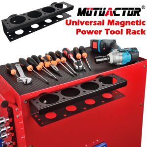 MUTUACTOR Super Power Tool Organizer,Non-slip 4 Drill Holder Magnetic Mount with 2 Layer Heavy Duty Metal Power Tool Storage Rack,Garage Tool Organizer Storage Screwdriver Plier Impact Drill Drivers