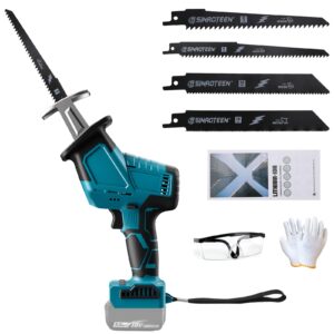 cordless reciprocating saw compatible with 18v battery makita, 3500rpm brushless reciprocating saw with 4 saw blades, professional reciprocating saw for wood, metal & pvc cutting(no battery)