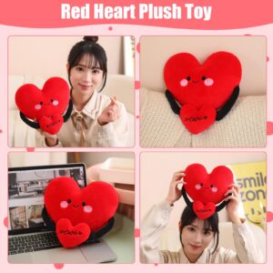 Finebee Red Heart Plush Toy Cute Heart Stuffed Animal Soft Pillow Plushies Kawaii Heart Shape Plushie Valentine's Day Gifts Birthday for Kids Lover Decor 8 inch