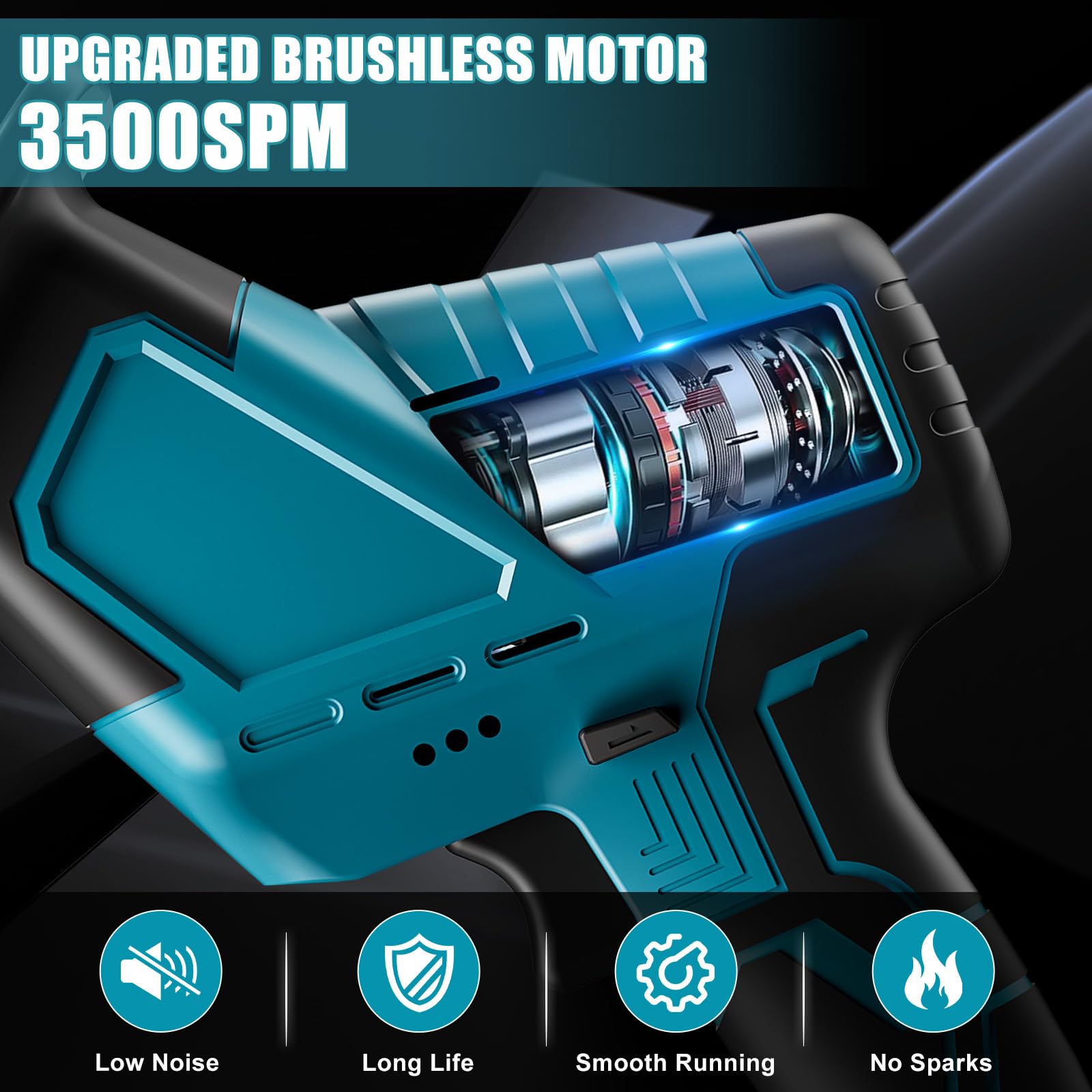 Cordless Reciprocating Saw compatible with 18V Battery makita, 3500RPM Brushless Reciprocating Saw with 4 Saw Blades, Professional Reciprocating Saw for Wood, Metal & PVC Cutting(No battery)