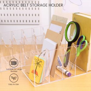 HAKDAY Belt Organizer, Acrylic Belt Storage Holder for The Closet, 5 Compartments Display Case for Tie and Bow Tie