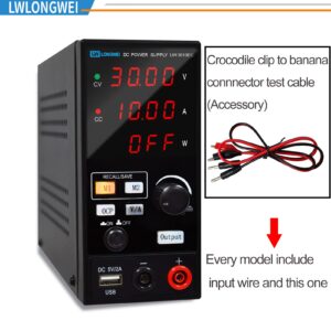 LWLONGWEI DC Power Supply Variable,30V 10A 300W Programmable Memory Function Adjustable Switching Regulated DC Bench Power Supply with 4-Digits LED Power Display 5V/2A USB Coarse and Fine Adjustmentsy