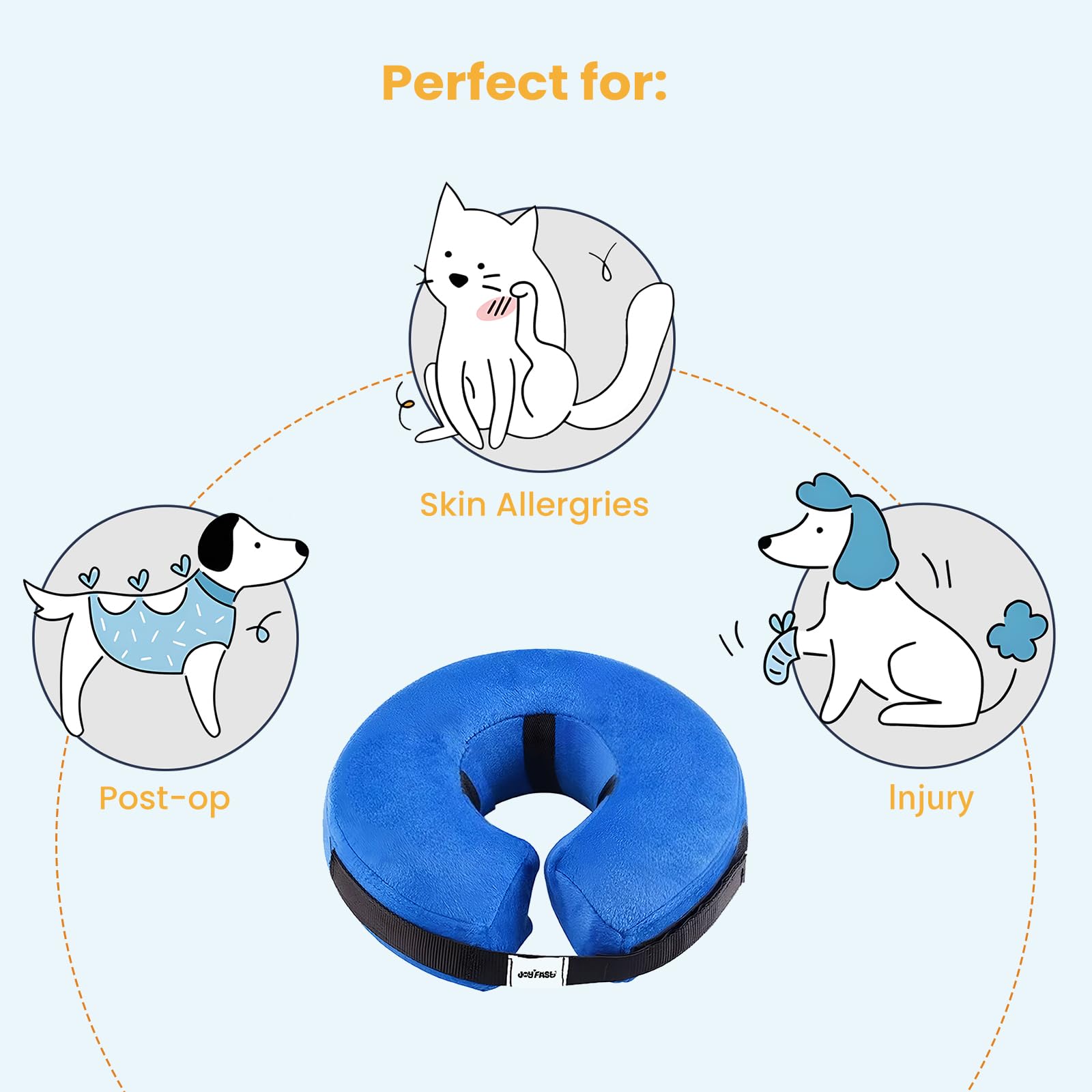 JOYFAST Inflatable Dog Cone for Large Dog Designed for Comfortable Post-Surgical Recovery Ultra-Soft Comfort Unblocked View No Disruption to Dog's Daily Life