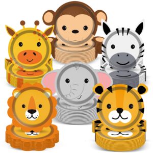 60 count jungle safari party paper plates animal shaped disposable plates safari theme party plates safari birthday party dinnerware plates for birthday baby shower jungle animal theme party favors