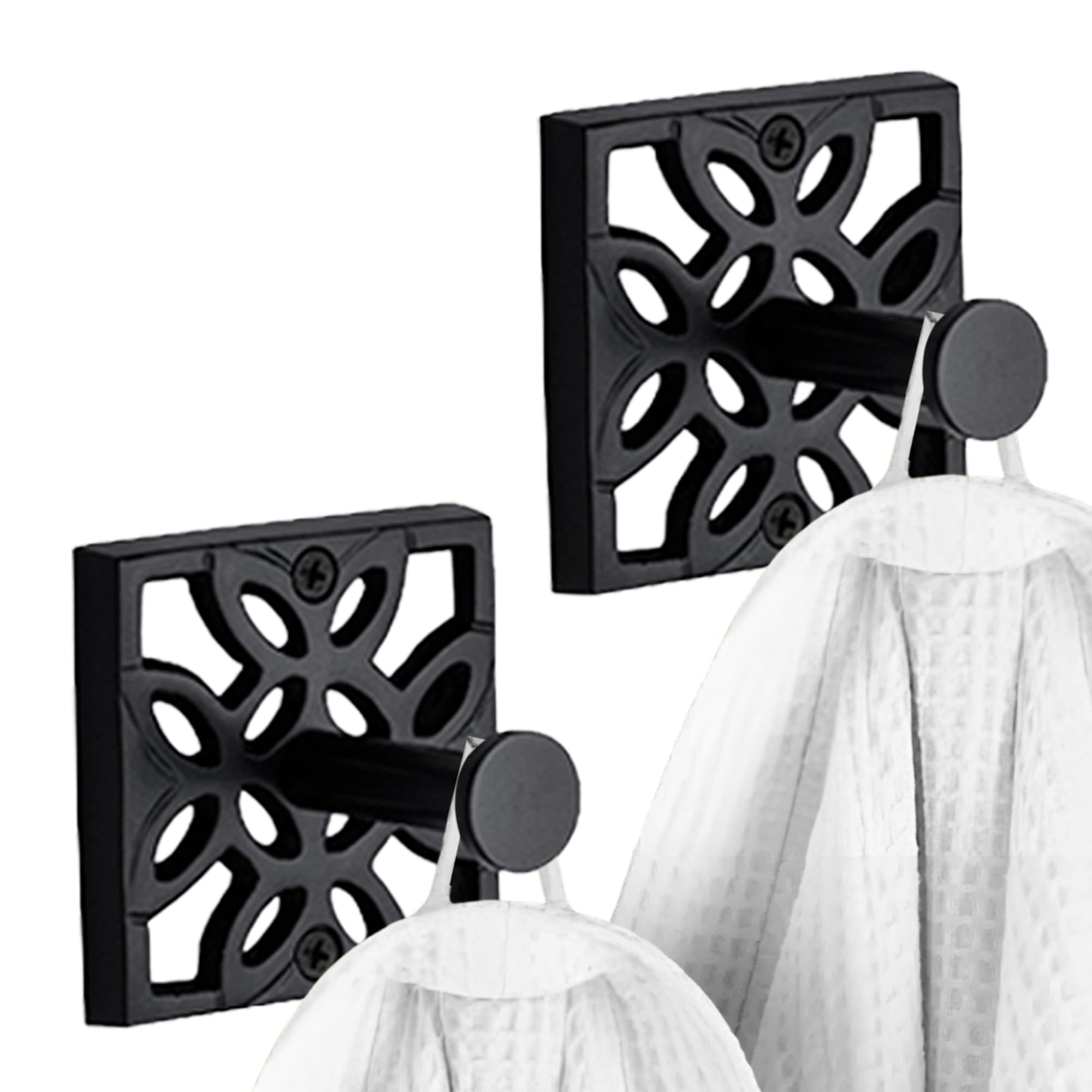 Autumn Alley Black Bathroom Towel Hook Robe Hook Wall Mounted - Wall Hooks for Towel, Robe, Coat, and Door Hooks for Bathroom Rustproof Modern Unique Style, 2 Pack