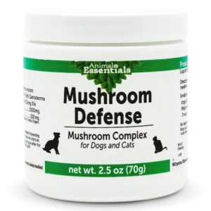 animal essentials mushroom defense supplement for dogs & cats - critical immune defense, reishi, maitake, cordyceps, mushroom powder extract - 2.5 oz (pack of 1)