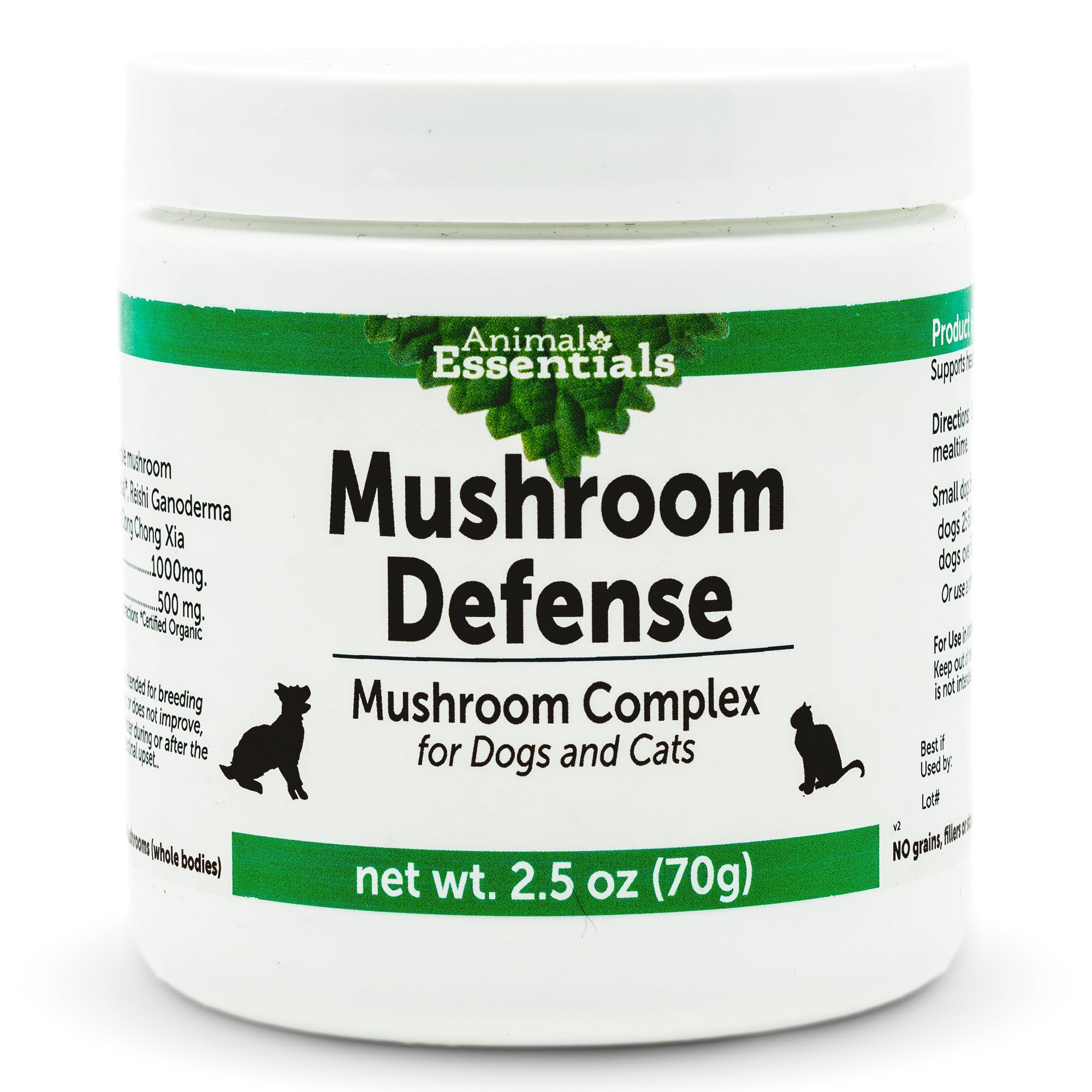 Animal Essentials MUSHROOM DEFENSE Supplement for Dogs & Cats - Critical Immune Defense, Reishi, Maitake, Cordyceps, Mushroom Powder Extract - 2.5 Oz (Pack of 1)