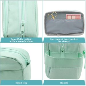 Eliamo Extra Large Capacity Pencil Case with Zipper and Handle, Portable Pen Bag to Organize School Supplies or for a Cosmetic Bag, Mint Green