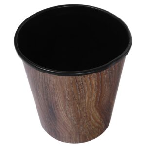 EXCEART Wood Grain Trash Can Plastic Round Wastebasket Kitchen Garbage Container Bins for Home Office Bedroom Bathroom Kitchen