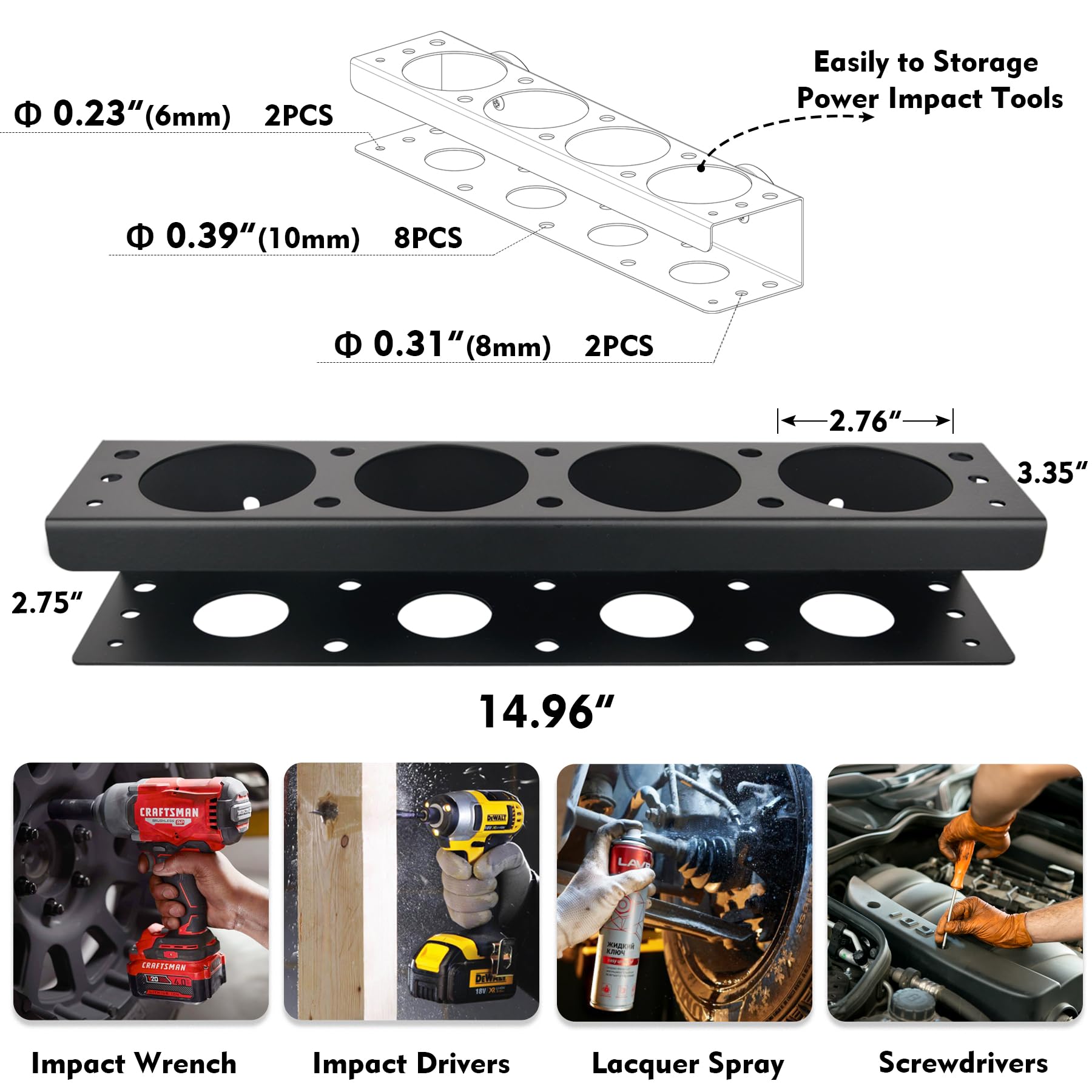 MUTUACTOR Super Power Tool Organizer,Non-slip 4 Drill Holder Magnetic Mount with 2 Layer Heavy Duty Metal Power Tool Storage Rack,Garage Tool Organizer Storage Screwdriver Plier Impact Drill Drivers