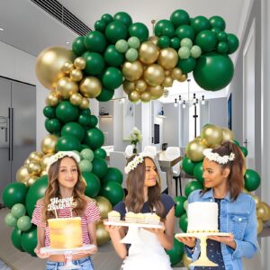 151pcs Green and Gold Balloon Arch Kit, Emerald Forest Hunter Dark Green Metallic Gold Sage Green Balloons for Birthday, Baby Shower, Gender Reveal, Anniversary, Wedding, Jungle Ball Party Decorations