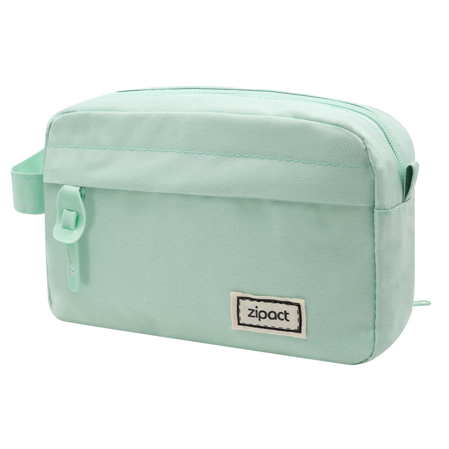 Eliamo Extra Large Capacity Pencil Case with Zipper and Handle, Portable Pen Bag to Organize School Supplies or for a Cosmetic Bag, Mint Green