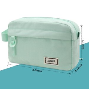 Eliamo Extra Large Capacity Pencil Case with Zipper and Handle, Portable Pen Bag to Organize School Supplies or for a Cosmetic Bag, Mint Green