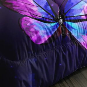 AILONEN Beautiful Butterfly Comforter Set Twin Size, Glowing Purple Butterfly Bedding Set for Girls Women,Bohemian Style Bed in a Bag,Starry Night Duvet Set,1 Quilt 2 Pillowcases,3 PCS