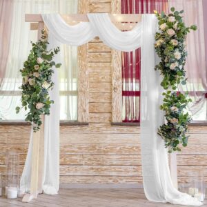 White Wedding Arch Draping Fabric 29" X 20FT Sheer Drapes Chiffon Fabric for Wedding Arbor Engagement Ceremony Party Bridal Shower Swag Fabric Decoration | White Fabric 1 Panel